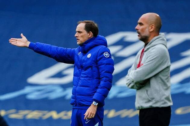 Mandatory Credit: Photo by Javier Garcia BPI Shutterstock (11893130ab) Chelsea Manager Thomas Tuchel reacts on the sideline alongside Manchester City Manager Pep Guardiola Manchester City v Chelsea, Premier League, Football, The Etihad Stadium, Manchester, UK - 08 May 2021 EDITORIAL USE ONLY No use with unauthorised audio, video, data, fixture lists, club league logos or live services. Online in-match use limited to 120 images, no video emulation. No use in betting, games or single club league player publications. Manchester City v Chelsea, Premier League, Football, The Etihad Stadium, Manchester, UK - 08 May 2021 EDITORIAL USE ONLY No use with unauthorised audio, video, data, fixture lists, club league logos or live services. Online in-match use limited to 120 images, no video emulation. No use in betting, games or single club league player publications. Copyright: xJavierxGarcia BPI Shutterstockx 11893130ab
