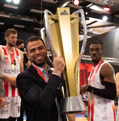 08.05.2021, Fribourg, St-LÃ onard di Friborgo, Patrick Baumann Swiss Cup Herren: Lions de Geneve - Fribourg Olympic, Der Präsident von Genf. Fribourg Fribourg Schweiz Copyright: xJustPictures.ch TilxBuergyx