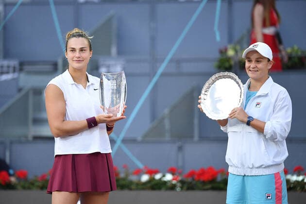 Aryna Sabalenka (Blr) vs Ashleigh Barty TENNIS : Mutua Madrid Open - 08 05 2021 AntoineCouvercelle Panoramic 
