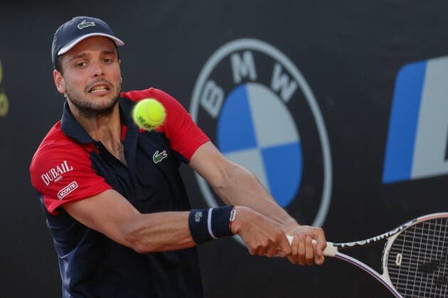 Internazionali BNL D Italia 2021 - Gregoire Barrere ROME, ITALY, MAY 08: Gregoire Barrere of France in action during a tennis match against Yoshihito Nishioka of Japan at Internazionali BNL D Italia in Rome, Italy on May 08, 2021. Rome Italy 6636_239783 Copyright: xGiampieroxSposito PentaxPressx