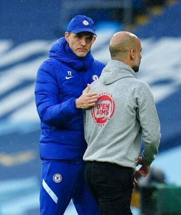 Mandatory Credit: Photo by Javier Garcia BPI Shutterstock (11893130ec) Chelsea Manager Thomas Tuchel and Manchester City Manager Pep Guardiola at full time Manchester City v Chelsea, Premier League, Football, The Etihad Stadium, Manchester, UK - 08 May 2021 EDITORIAL USE ONLY No use with unauthorised audio, video, data, fixture lists, club league logos or live services. Online in-match use limited to 120 images, no video emulation. No use in betting, games or single club league player publications. Manchester City v Chelsea, Premier League, Football, The Etihad Stadium, Manchester, UK - 08 May 2021 EDITORIAL USE ONLY No use with unauthorised audio, video, data, fixture lists, club league logos or live services. Online in-match use limited to 120 images, no video emulation. No use in betting, games or single club league player publications. Copyright: xJavierxGarcia BPI Shutterstockx 11893130ec
