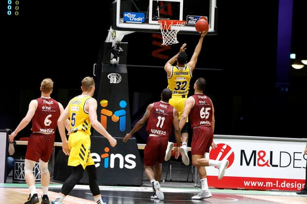 09.05.2021, easyCredit Basketball Bundesliga, BBL, Saison 2020 2021, Herren, Chemnitz Niners - ALBA Berlin Johannes Thiemann, Alba Berlin Chemnitz Messe Chemnitz Sachsen Germany