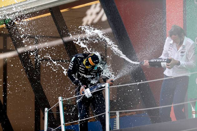 44 Lewis Hamilton (GBR, Mercedes-AMG Petronas F1 Team), Sir James Arthur Ratcliffe (GBR, CEO of Ineos), F1 Grand Prix of Spain at Circuit de Barcelona-Catalunya on May 9, 2021 in Barcelona, Spain. (Photo by HOCH ZWEI) Barcelona Spain