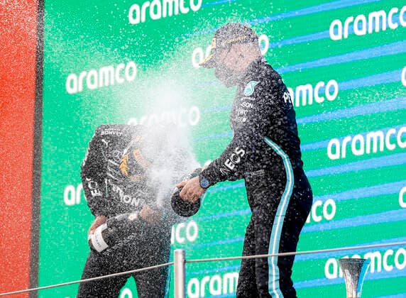 44 Lewis Hamilton (GBR, Mercedes-AMG Petronas F1 Team), 77 Valtteri Bottas (FIN, Mercedes-AMG Petronas F1 Team), F1 Grand Prix of Spain at Circuit de Barcelona-Catalunya on May 9, 2021 in Barcelona, Spain. (Photo by HOCH ZWEI) Barcelona Spain