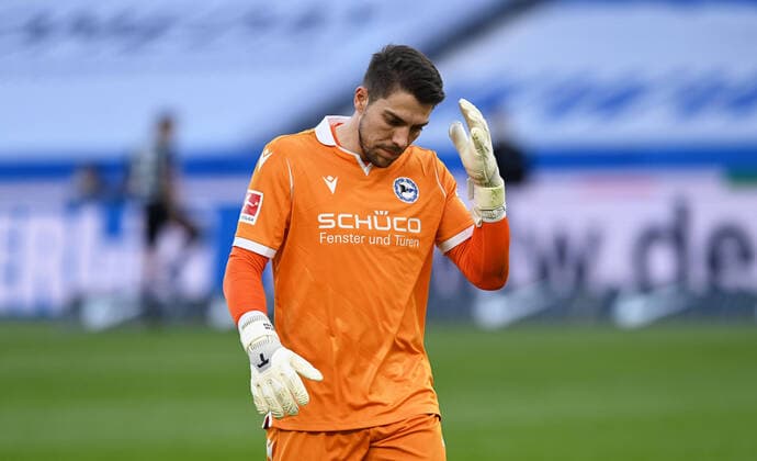 Fussball, Herren, 1. Bundesliga, Saison 2020 21, (32. Spieltag), Hertha BSC - Arminia Bielefeld, Torhüter Stefan Ortega (DSC Arminia Bielefeld), 09.05. 2021, Copyright: xMatthiasxKochx