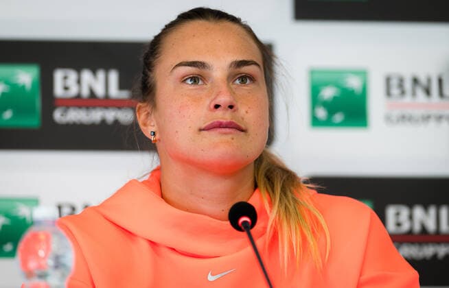 May 10, 2021, ROMA, ITALY: IAryna Sabalenka of Belarus talks to the media ahead of the 2021 Internazionali BNL d Italia WTA, Tennis Damen 1000 tournament ROMA ITALY - ZUMAa181 20210510_zaa_a181_044 Copyright: xRobxPrangex