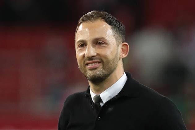 MOSCOW, RUSSIA â€“ MAY 10, 2021: Spartak Moscowâ€™s head coach Domenico Tedesco looks on during a 2020 2021 Russian Premier League Round 29 football match between Spartak Moscow and FC Khimki at Otkritie Arena. Anton Novoderezhkin TASS  TS0FFB7E