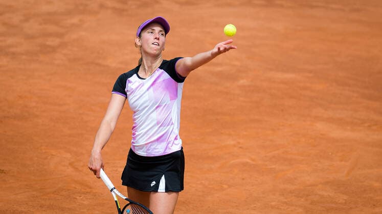 May 11, 2021, ROMA, ITALY: Elise Mertens of Belgium in action during the first round of the 2021 Internazionali BNL d Italia WTA, Tennis Damen 1000 tournament against Veronika Kudermetova of Russia ROMA ITALY - ZUMAa181 20210511_zaa_a181_092 Copyright: xRobxPrangex