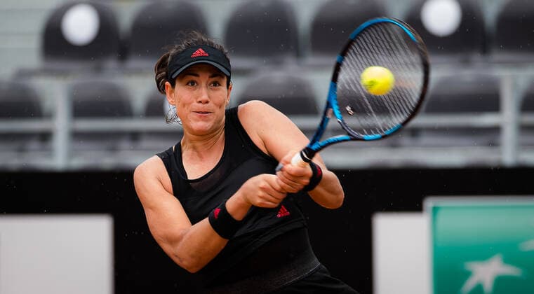 May 11, 2021, ROMA, ITALY: Garbine Muguruza of Spain in action during the first round of the 2021 Internazionali BNL d Italia WTA, Tennis Damen 1000 tournament against Patricia Maria Tig of Romania ROMA ITALY - ZUMAa181 20210511_zaa_a181_130 Copyright: xRobxPrangex