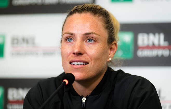 May 12, 2021, ROMA, ITALY: Angelique Kerber of Germany talks to the media after the second round of the 2021 Internazionali BNL d Italia WTA, Tennis Damen 1000 tournament against Simona Halep of Romania ROMA ITALY - ZUMAa181 20210512_zaa_a181_311 Copyright: xRobxPrangex