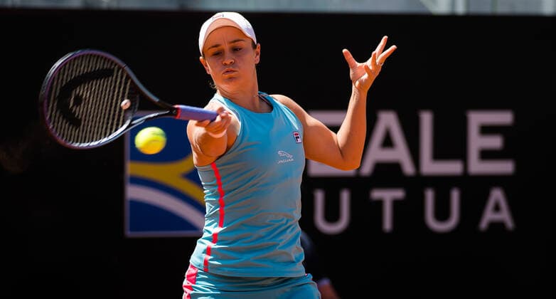 May 13, 2021, ROMA, ITALY: Ashleigh Barty of Australia in action during the third round of the 2021 Internazionali BNL d Italia WTA, Tennis Damen 1000 tournament against Veronika Kudermetova of Russia ROMA ITALY - ZUMAa181 20210513_zaa_a181_024 Copyright: xRobxPrangex