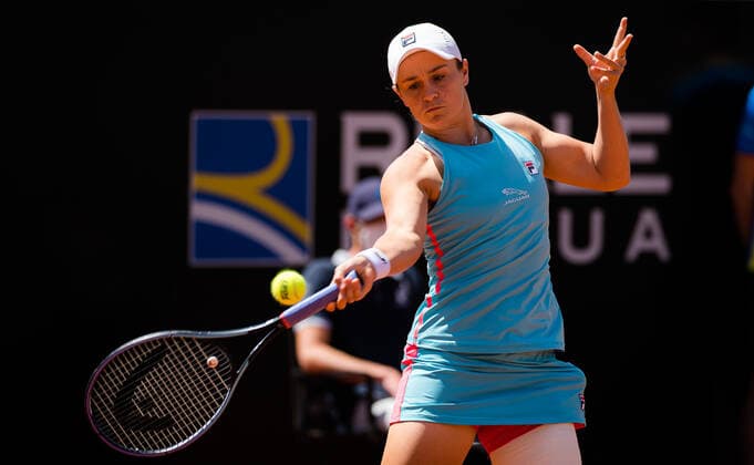 May 13, 2021, ROMA, ITALY: Ashleigh Barty of Australia in action during the third round of the 2021 Internazionali BNL d Italia WTA, Tennis Damen 1000 tournament against Veronika Kudermetova of Russia Rome Italy - ZUMAa181 20210513_zaa_a181_025 Copyright: xRobxPrangex
