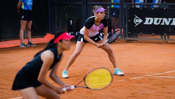 Mandatory Credit: Photo by Rob Prange Shutterstock (11896921cw) Elise Mertens of Belgium playing doubles with Su-Wei Hsieh at the 2021 Internazionali BNL d Italia WTA, Tennis Damen 1000 tournament Italian Open, Tennis, Foro Italico, Rome, Italy - 13 May 2021 Italian Open, Tennis, Foro Italico, Rome, Italy - 13 May 2021  Copyright: xRobxPrange Shutterstockx 11896921cw