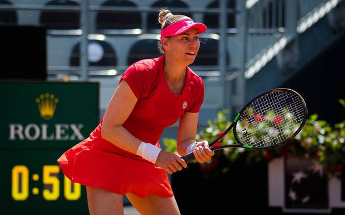 May 13, 2021, ROMA, ITALY: Vera Zvonareva of Russia in action during her third-round match at the 2021 Internazionali BNL d Italia WTA, Tennis Damen 1000 tournament against Karolina Pliskova of the Czech Republic ROMA ITALY - ZUMAa181 20210513_zaa_a181_085 Copyright: xRobxPrangex