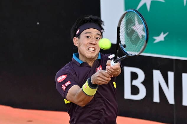 Photo Fabrizio Corradetti - LaPresse 13 05 2021 Roma (Italy) Tennis 3nd round Alexander Zverev (GER) vs Kei Nishikori (JPN) Internazionali BNL d Italia 2021 In the pic: Kei Nishikori  Copyright: xFabrizioxCorradetti LaPressex