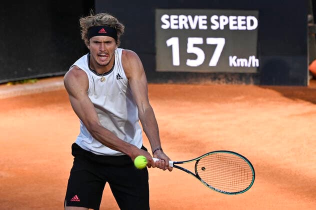 Sport Bilder des Tages Photo Fabrizio Corradetti - LaPresse 13 05 2021 Roma (Italy) Tennis 3nd round Alexander Zverev (GER) vs Kei Nishikori (JPN) Internazionali BNL d Italia 2021 In the pic: Alexander Zverev  Copyright: xFabrizioxCorradetti LaPressex
