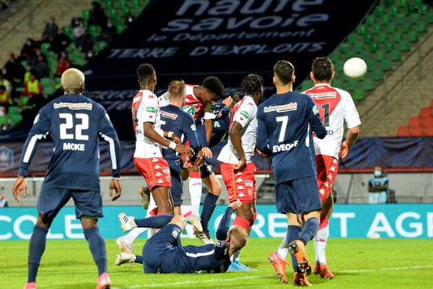 Fußball, Coupe de France, GFA Rumilly-Vallieres - AS Monaco But de Aurelien Tchouameni (monaco) FOOTBALL : GFA Rumilly Vallieres vs AS Monaco - 1 2 de finale de Coupe de France - 13 05 2021 FredericChambert Panoramic 
