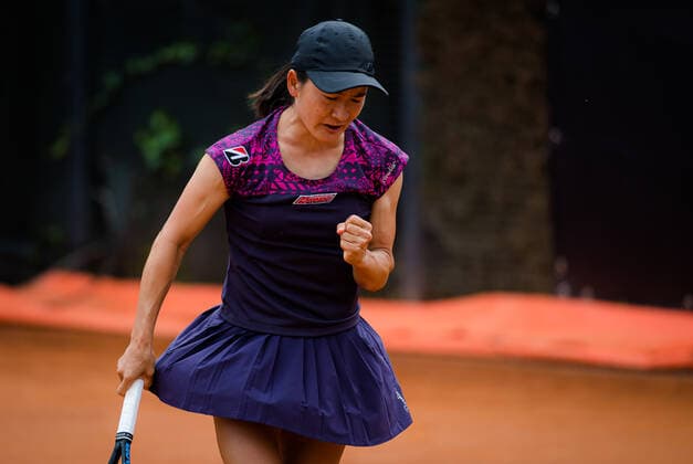 May 14, 2021, ROMA, ITALY: Shuko Aoyama of Japan in action during the doubles quarter-final at the 2021 Internazionali BNL d Italia WTA, Tennis Damen 1000 tournament ROMA ITALY - ZUMAa181 20210514_zaa_a181_064 Copyright: xRobxPrangex