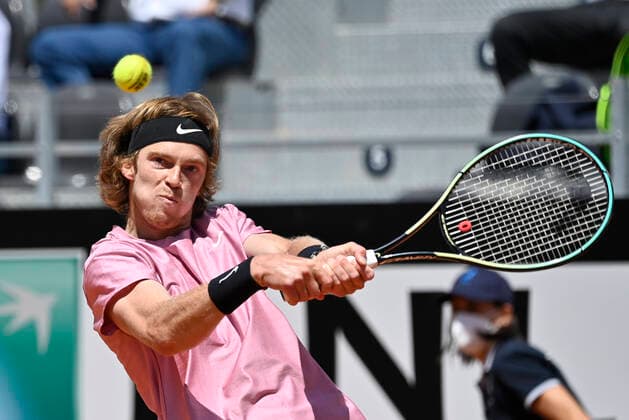 Photo Fabrizio Corradetti - LaPresse 15 05 2021 Roma (Italy) Tennis Quarter final Lorenzo Sonego (ITA) vs Andrey Rublev (RUS) Internazionali BNL d Italia 2021 In the pic: Andrey Rublev  Copyright: xFabrizioxCorradetti LaPressex