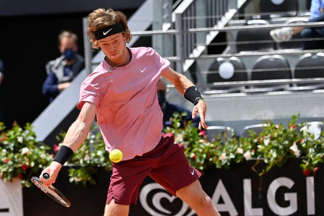 Photo Fabrizio Corradetti - LaPresse 15 05 2021 Roma (Italy) Tennis Quarter final Lorenzo Sonego (ITA) vs Andrey Rublev (RUS) Internazionali BNL d Italia 2021 In the pic: Andrey Rublev  Copyright: xFabrizioxCorradetti LaPressex