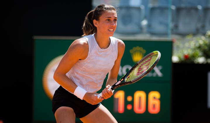 May 15, 2021, ROMA, ITALY: Petra Martic of Croatia in action during her semi-final at the 2021 Internazionali BNL d Italia WTA, Tennis Damen 1000 tournament against Karolina Pliskova of the Czech Republic ROMA ITALY - ZUMAa181 20210515_zaa_a181_058 Copyright: xRobxPrangex