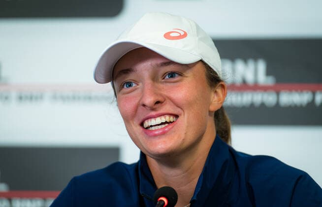 Sport Bilder des Tages May 15, 2021, ROMA, ITALY: Iga Swiatek of Poland talks to the media after winning the semi-final at the 2021 Internazionali BNL d Italia WTA, Tennis Damen 1000 tournament against Cori Gauff of the United States ROMA ITALY - ZUMAa181 20210515_zaa_a181_100 Copyright: xRobxPrangex