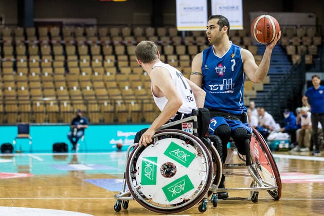 RBBL1 Playoffs 2021; Spiel 2 RSV Lahn-Dill - RSB Thuringia Bulls; 15.05.2021 Thomas Boehme (RSV Lahn-Dill, 13), Vahid Gholamazad (RSB Thuringia Bulls, 7) RBBL1 Playoffs 2021; Spiel 2 RSV Lahn-Dill - RSB Thuringia Bulls; 15.05.2021; Rittal Arena, Wetzlar (Hessen) Copyright: xBEAUTIFULxSPORTS Wunderlx