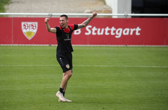 16.05.21 VfB Stuttgart Training Deutschland, Stuttgart, 16.05.2021, Fussball, Bundesliga, Saison 2020 2021, VfB Stuttgart Training: Darko Churlinov. *** 16 05 21 VfB Stuttgart training Germany, Stuttgart, 16 05 2021, football, Bundesliga, season 2020 2021, VfB Stuttgart training Darko Churlinov