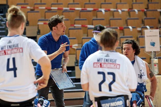 15.05.2021, xovx, Rollstuhlbasketball Bundesliga, Playoffs-Finale Deutsche Meisterschaft - Spiel 2, RSV Lahn-Dill - RSB Thuringia Bulls Trainer Michael Engel (RSB Thuringa Bulls) Wetzlar Rittal-Arena Hessen Deutschland (DE)