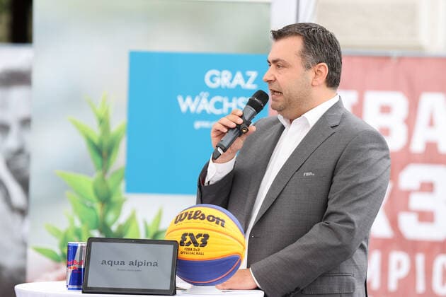 BASKETBALL - FIBA 3x3 Olympic Qualification GRAZ,AUSTRIA,18.MAY.21 - BASKETBALL - FIBA 3x3 Olympic Qualifying Tournament, OEBV, press conference, PK, Pressekonferenz Image shows Stefan Laimer (OEBV).  GEPAxpictures xChristianxWalgram