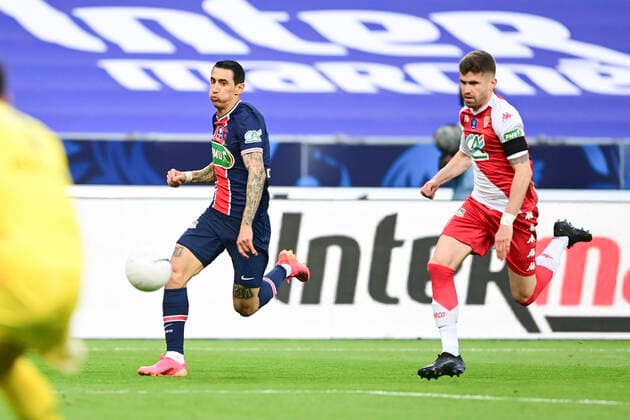 Angel Di Maria (PSG) vs Caio Henrique (Monaco) FOOTBALL : Finale de la Coupe de France - Monaco vs PSG - 19 05 2021 JBAutissier Panoramic 