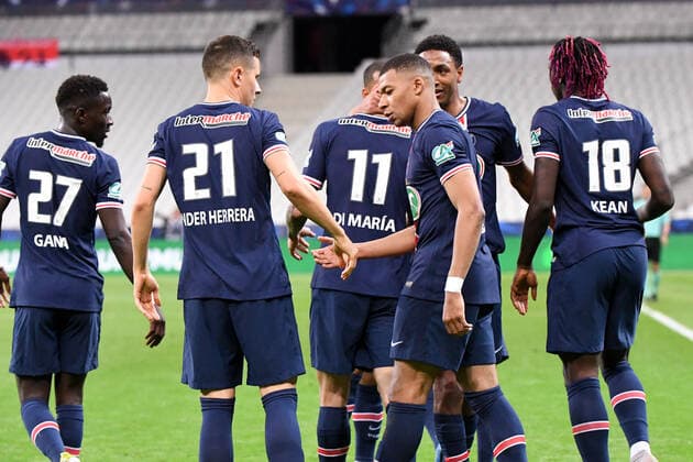 JOIE - FAIR PLAY - 07 KYLIAN MBAPPE (PSG) FOOTBALL : Paris SG vs Monaco - Coupe de France - Finale - 19 05 2021 AnthonyBIBARD FEP Panoramic 