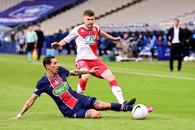 Caio Henrique (Monaco) vs Angel Di Maria (PSG) FOOTBALL : Finale de la Coupe de France - Monaco vs PSG - 19 05 2021 JBAutissier Panoramic 