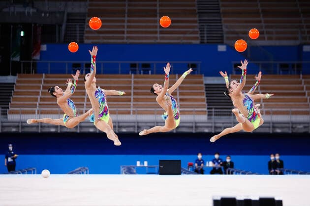 Bilder des Jahres 2021, Sport 05 Mai Sport Themen der Woche KW20 POLA Japan team group, Mannschaftsbild, Totale (JPN), May 8, 2021 - Rhythmic gymnastics, Rhythmische Sportgymnastik, RSG : Rhythmic Gymnastics at Ariake Gymnastics Centre during READY STEADY TOKYO Rhythmic Gymnastics in Tokyo, Japan. Noxthirdxpartyxsales  (160614939)
