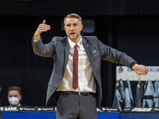 Crailsheims Trainer Tuomas IISALO. Basketball, Bayern - Crailsheim, BBL-Playoff, Viertelfinale, 1.Spiel, Saison 2020-2021, am 19.5.2021 in Muenchen, A U D I D O M E, Deutschland. Quelle Copyright Credit : Oryk HAIST