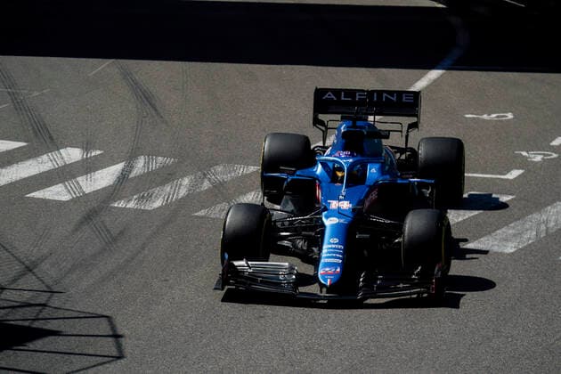 May 20, 2021, Montecarlo, Monaco: FERNANDO ALONSO of Spain and Alpine F1 Team drives during practice of the 2021 FIA Formula 1 Monaco Grand Prix in Montecarlo, Monaco. Montecarlo Monaco - ZUMAg147 20210520_zap_g147_004 Copyright: xJamesxGasperottix