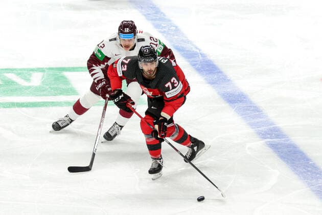 Contrast B. Pirri (Canada) during World Championship, WM, Weltmeisterschaft 2021 - Canada vs Latvia, Ice hockey, Eishockey in Riga, Latvia, May 21 2021  Copyright: xLiveMedia AndreaxRex xIPAx xLiveMediax 0