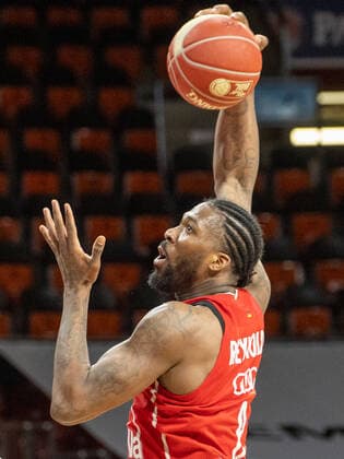 Bayerns 8 Jalen REYNOLDS. Basketball, Bayern - Crailsheim, BBL-Playoff, Viertelfinale, 2.Spiel, Saison 2020-2021, am 21.5.2021 in Muenchen, A U D I D O M E, Deutschland. Quelle Copyright Credit : Oryk HAIST