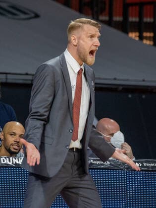 Crailsheims Trainer Tuomas IISALO. Basketball, Bayern - Crailsheim, BBL-Playoff, Viertelfinale, 2.Spiel, Saison 2020-2021, am 21.5.2021 in Muenchen, A U D I D O M E, Deutschland. Quelle Copyright Credit : Oryk HAIST