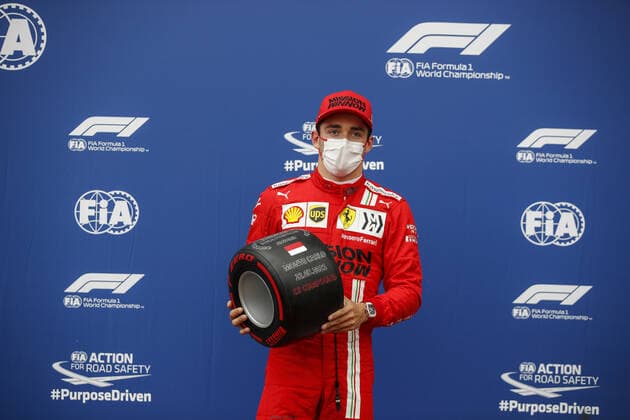 LECLERC Charles (mco), Scuderia Ferrari SF21, portrait, celebrating his pole position during the 2021 Formula One World Championship, WM, Weltmeisterschaft Grand Prix of Monaco from on May 20 to 23 in Monaco - FORMULE 1 : Grand prix de Monaco - Essais - Monaco - 22 05 2021 DPPI PANORAMIC  _GDN2676