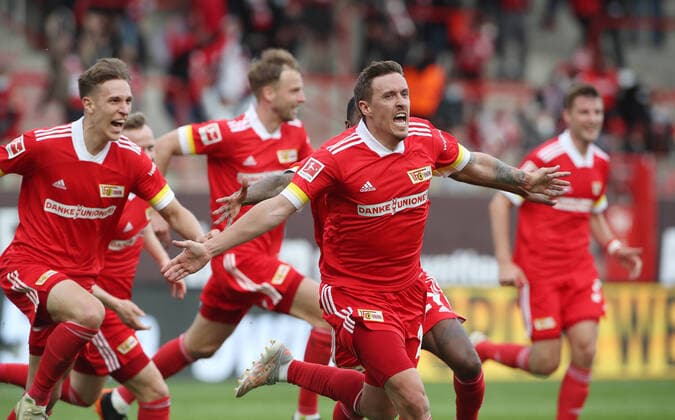 Bilder des Jahres 2021, Sport 05 Mai Sport Themen der Woche KW20 Sport Bilder des Tages Max Kruse 2:1 jubelnd Freude Emotion Jubel nach 2:1 Fußball Fussball DFL Bundesliga Herren Saison 2020 2021 22.05.2021 1.FC Union Berlin FCU vs. RasenBallsport RB Leipzig RBL 2000 zugelassene Zuschauer wegen Corona Covid 19 DFL regulations prohibit any use of photographs as image sequences and or quasi-video. *** Max Kruse 2 1 jubilant joy emotion jubilation after 2 1 Sport Football Soccer DFL Bundesliga Men Season 2020 2021 22 05 2021 1 FC Union Berlin FCU vs RasenBallsport RB Leipzig RBL 2000 spectators admitted due to Corona Covid 19 DFL regulations prohibit any use of photographs as image sequences and or quasi video