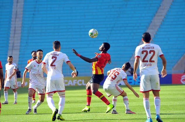 Basit Abdul Khalid(C)EST payer in action during the African Champions League quarter-final match between Esperance Sportive de Tunis (EST) and CR Belouizdad from Algeria at Rades stadiums Photo: Yassine Mahjoub African Champions League. 