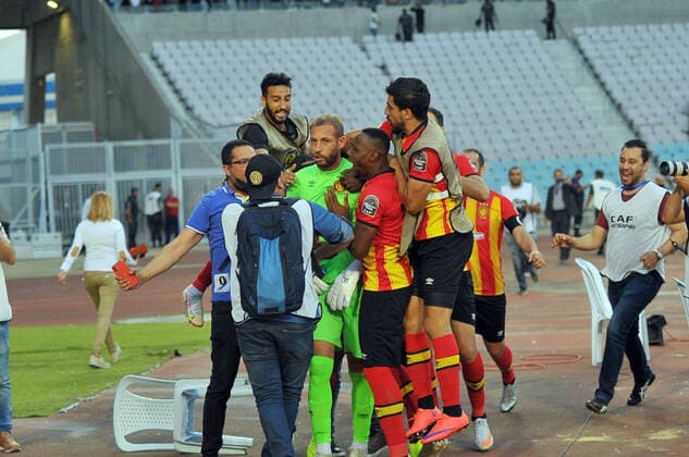 Farouk ben Mustapha (GK) of EST who stopped the penalty allowing his team to qualify for the semi-final during the African Champions League quarter-final match between Esperance Sportive de Tunis (EST) and CR Belouizdad from Algeria at Rades stadiums Photo: Yassine Mahjoub African Champions League. 