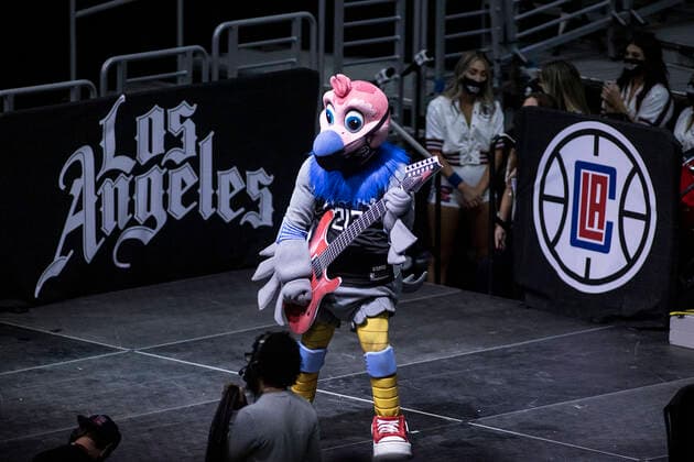 May 22, 2021, Los Angeles, California, USA: The Los Angeles Clippers mascot Chuck the Condor entertains the fans during Game One of the Western Conference First Round game between the Los Angeles Clippers and the Dallas Mavericks on Saturday May 22, 2021 at the Staples Center in Los Angeles, California. Clippers lose to Mavericks, 103-113. PI Los Angeles USA - ZUMAp124 20210522_zaa_p124_026 Copyright: xJAVIERxROJASx