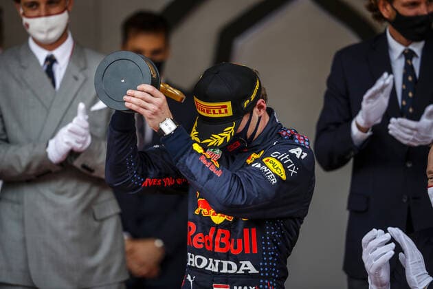 VERSTAPPEN Max (ned), Red Bull Racing Honda RB16B, portrait, podium during the 2021 Formula One World Championship, WM, Weltmeisterschaft Grand Prix of Monaco from on May 20 to 23 in Monaco - FORMULE 1 : Grand prix de Monaco - Course - Monaco - 23 05 2021 DPPI PANORAMIC  _V2_4236