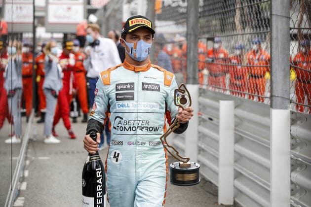 NORRIS Lando (gbr), McLaren MCL35M, portrait, celebrating his podium during the 2021 Formula One World Championship, WM, Weltmeisterschaft Grand Prix of Monaco from on May 20 to 23 in Monaco - FORMULE 1 : Grand prix de Monaco - Course - Monaco - 23 05 2021 DPPI PANORAMIC  _GDN4340