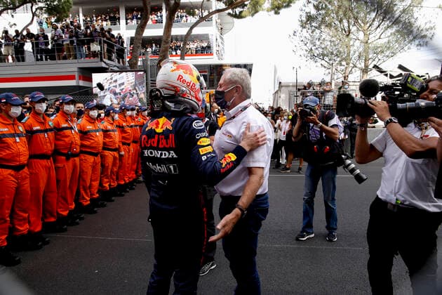 33 Max Verstappen (NED, Red Bull Racing), Dr. Helmut Marko (AUT, Red Bull Racing), F1 Grand Prix of Monaco at Circuit de Monaco on May 23, 2021 in Monte-Carlo, Monaco. (Photo by HOCH ZWEI) Monte-Carlo Monaco