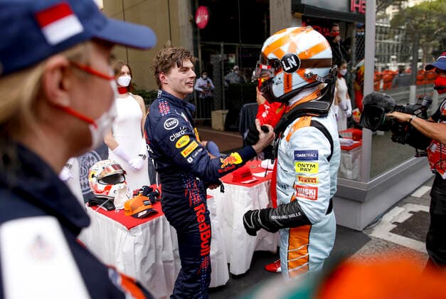 33 Max Verstappen (NED, Red Bull Racing), 4 Lando Norris (GBR, McLaren F1 Team), F1 Grand Prix of Monaco at Circuit de Monaco on May 23, 2021 in Monte-Carlo, Monaco. (Photo by HOCH ZWEI) Monte-Carlo Monaco