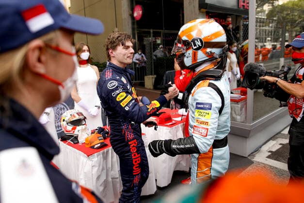 33 Max Verstappen (NED, Red Bull Racing), 4 Lando Norris (GBR, McLaren F1 Team), F1 Grand Prix of Monaco at Circuit de Monaco on May 23, 2021 in Monte-Carlo, Monaco. (Photo by HOCH ZWEI) Monte-Carlo Monaco