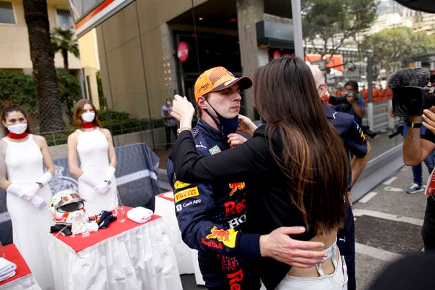 33 Max Verstappen (NED, Red Bull Racing) celebrates with his girlfriend Kelly Piquet, F1 Grand Prix of Monaco at Circuit de Monaco on May 23, 2021 in Monte-Carlo, Monaco. (Photo by HOCH ZWEI) Monte-Carlo Monaco